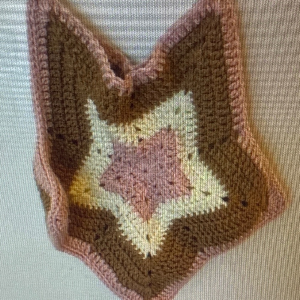 Handmade Crochet Star Bag - Pink, Brown, Cream